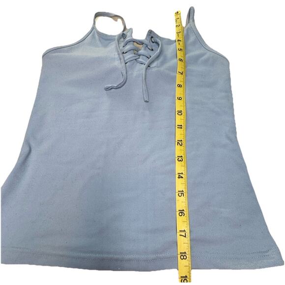 light blue, lace-up cami tank top Y2K, Women's Medium large Stretch Cottagecore - Picture 6 of 9